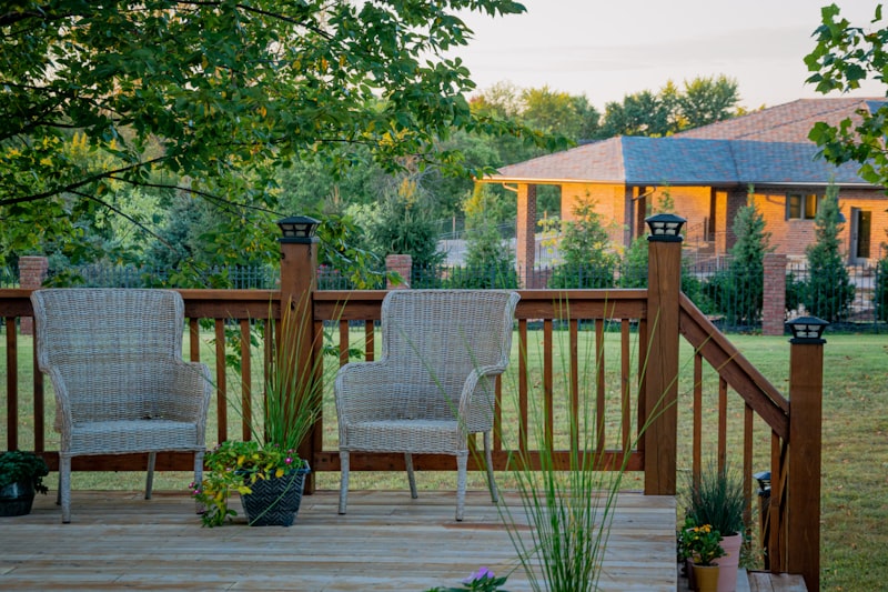 Wood deck with railing Fort Wayne Indiana